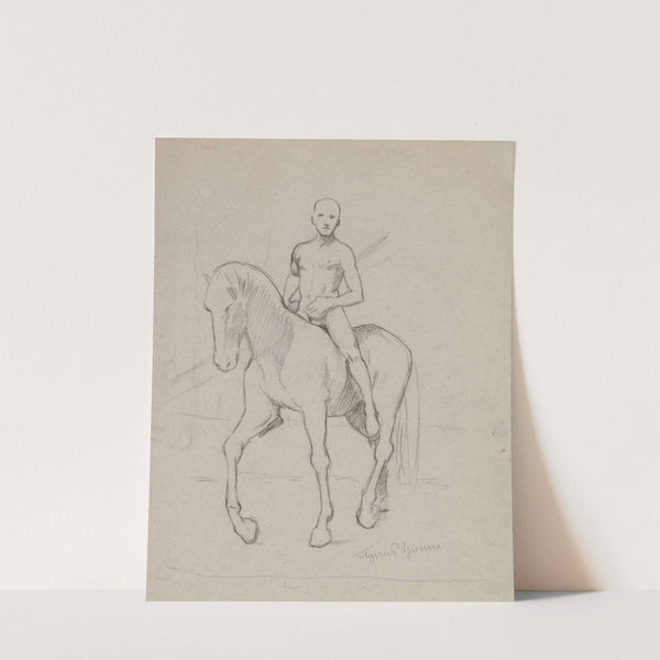 Naked young man riding a horse (1908) by Hans Thoma