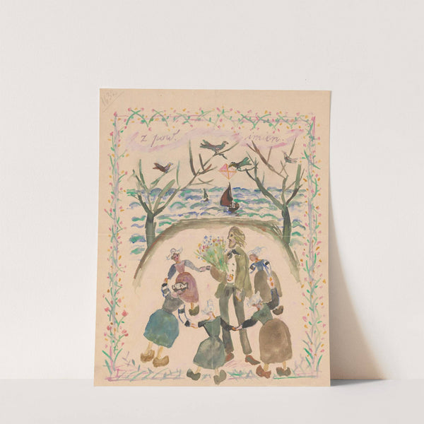 Name day card for Maria Mickiewiczówna by Tadeusz Makowski