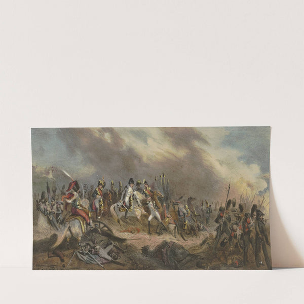 Napoleon mit seinem Hut über ein Schlachtfeld reitend (1829) by Denis Auguste Marie Raffet