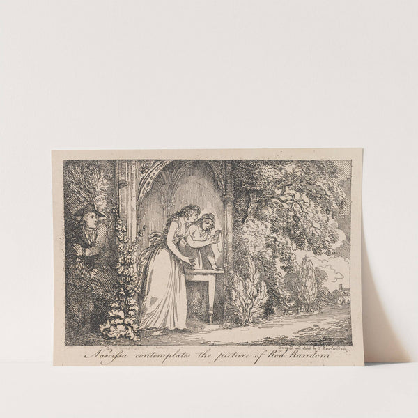 Narcissa contemplates the picture of Rod; Random by Thomas Rowlandson