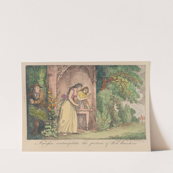 Narcissa contemplates the picture of Rod; Random. by Thomas Rowlandson