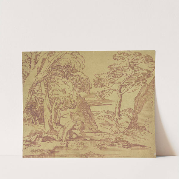 Narcissus betrachtet sein Spiegelbild in der Quelle by Michel Corneille the younger