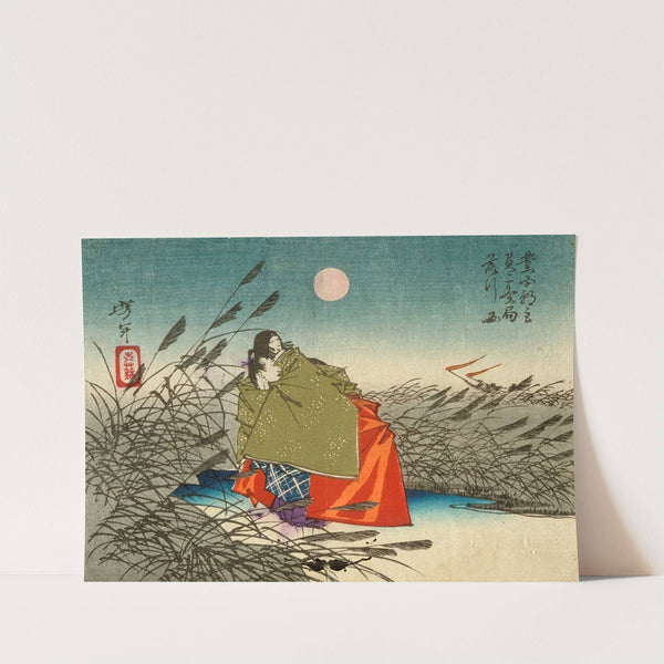 Narihira and Nijō no Tsubone at the Fuji River by Tsukioka Yoshitoshi