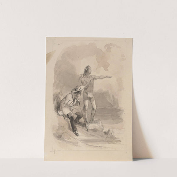 Native American and sailor looking out to sea by Felix Octavius Carr Darley