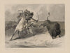 Native American on horseback hunting buffalo