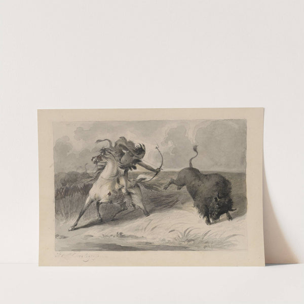 Native American on horseback hunting buffalo by Felix Octavius Carr Darley