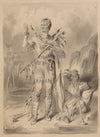 Native American with Caucasian who is wearing Native American attire