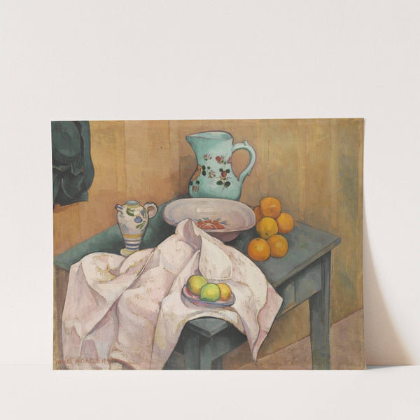 Nature morte au pichet et aux fruits sur une serviette deployée (1890) by Emile Bernard