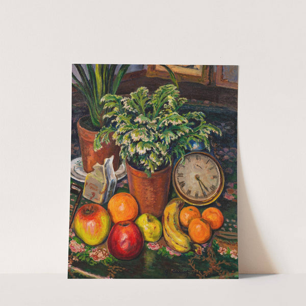 Nature Morte au réveil et aux fruits by Gustave Cariot