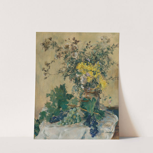 Nature Morte Aux Fleurs Et Aux Raisins by Jean François Raffaëlli