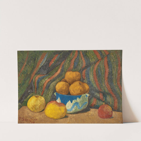 Nature morte aux pommes, sur fond de tenture rayée by Paul Sérusier