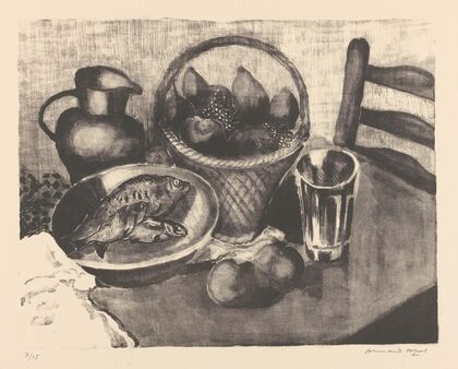 Nature morte avec fruits et poissons (20th Century)