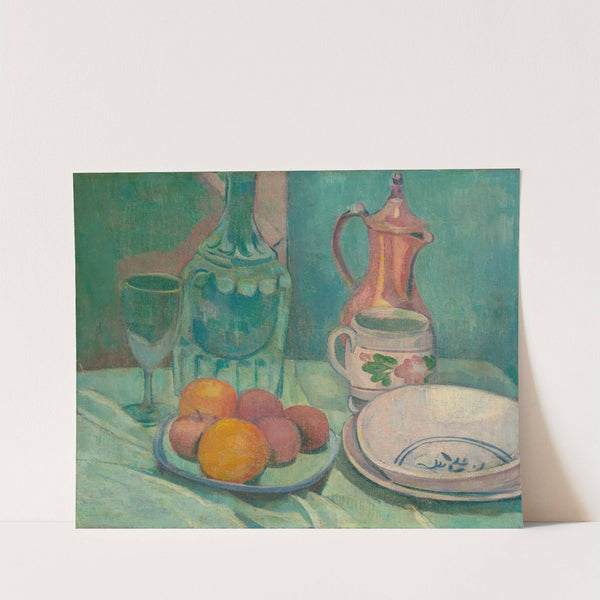 Nature morte (carafe, verre, fruits, assiettes, tasse et cafetière) (1888) by Emile Bernard