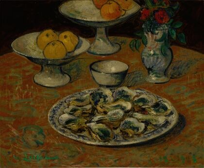 Nature morte, huîtres, fruits et fleurs — size preview