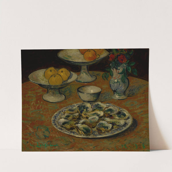 Nature morte, huîtres, fruits et fleurs by Gustave Loiseau