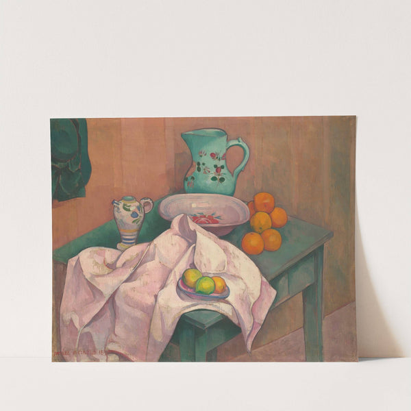 Nature morte (pichet, assiette, fruits sur serviette déployée) (1890) by Emile Bernard
