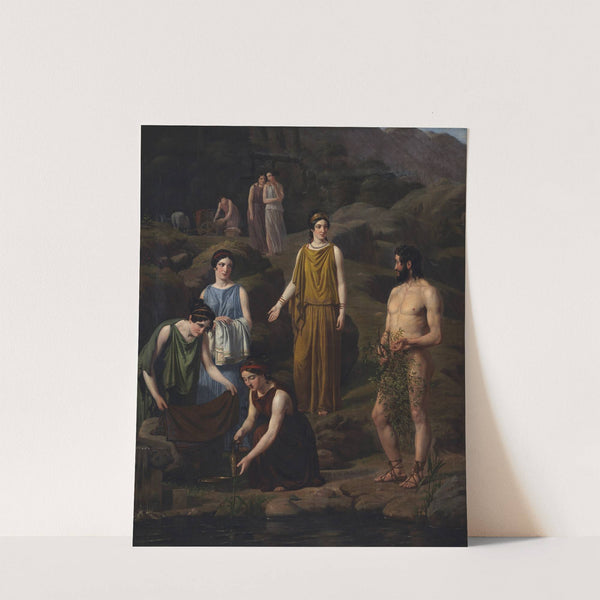 Nausikaa bringer den skibbrudne Odysseus klæder by Wilhelm Marstrand