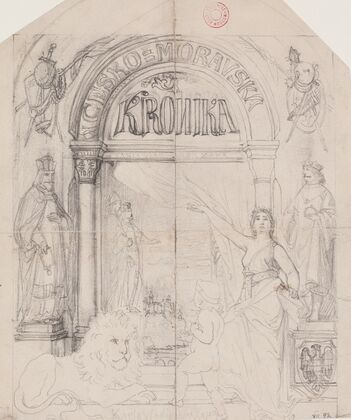 Návrh titulního listu Zapovy Česko-Moravské kroniky (1860)