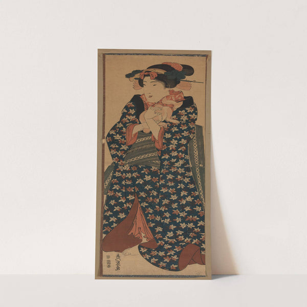 Neko o idaku musume (1843) by Keisai Eisen