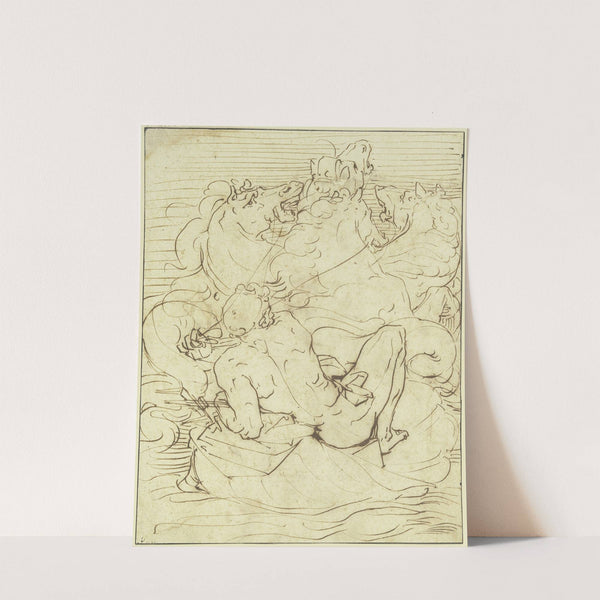 Neptun auf dem Meer fahrend by Luca Cambiaso