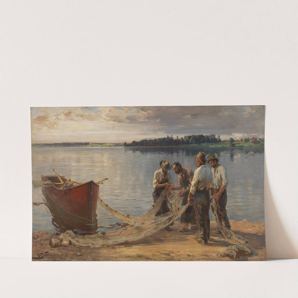 Netzflickende Fischer am Chiemseeufer (1885) by Joseph Wopfner