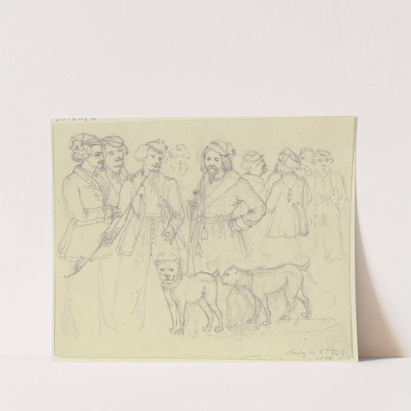 Neun rauchende Studenten und zwei Hunde by Jakob Fürchtegott Dielmann