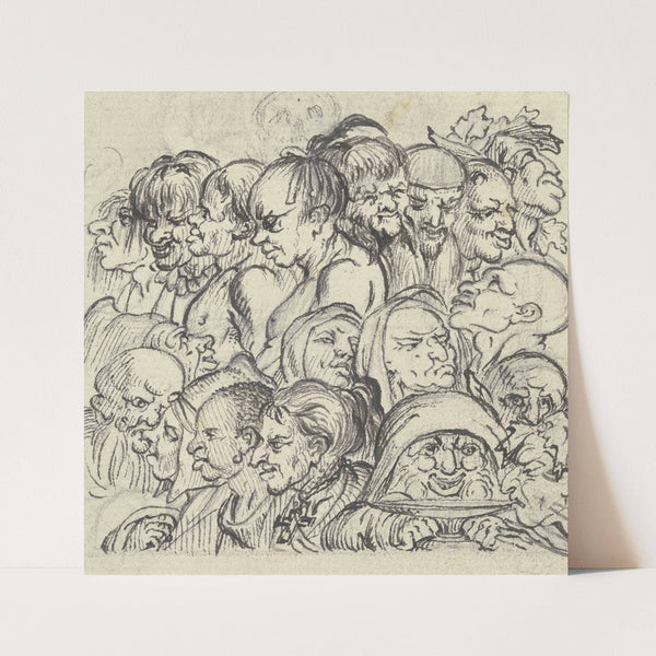 Neunzehn Karikaturenköpfe in drei Reihen übereinander by Daniel Nikolaus Chodowiecki