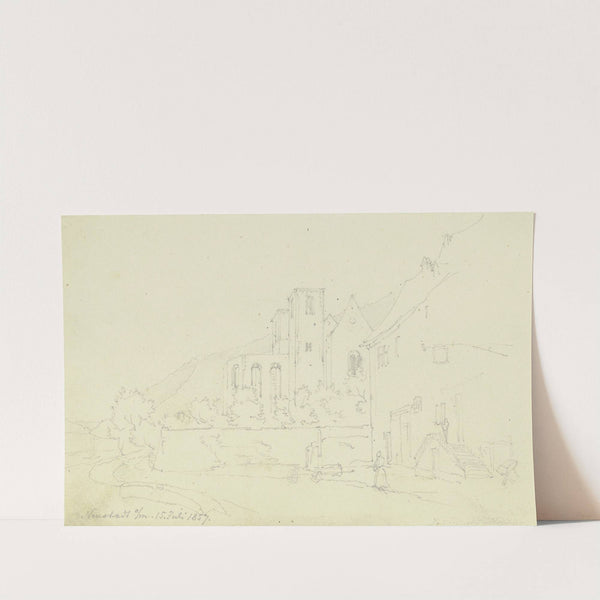 Neustadt am Main mit der Ruine der ehemaligen Benediktinerabteikirche nach dem Brand im selben Jahr by Johann Friedrich Hoff