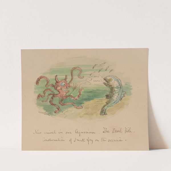 New arrival in our aquarium. The devil fish. Consternation of small fry on the occasion. by John Leech