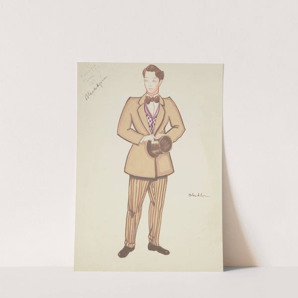 New York Fireman: Brown coat, checked purple waistcoat, striped brown trousers (1934-1943) by Lucie Gilligan