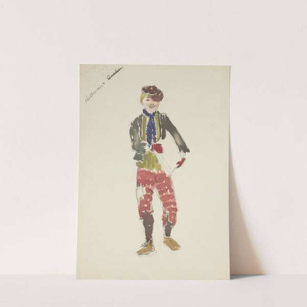 New York Fireman: Green shirt, green vest, blue scarf, red mittens, patched red trousers (1934-1943) by Lucie Gilligan