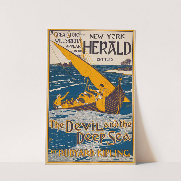 New York Herald. The Devil and The Deep Sea by Rudyard Kipling (1896) by Louis Rhead
