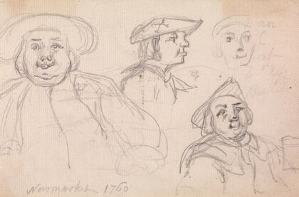 Newmarket, 1760, Studies of Men’s Heads