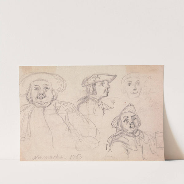 Newmarket, 1760, Studies of Men's Heads by Sawrey Gilpin