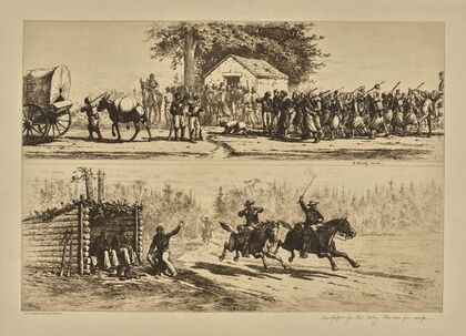 Newspapers for the Army. The race for camp. (1876)