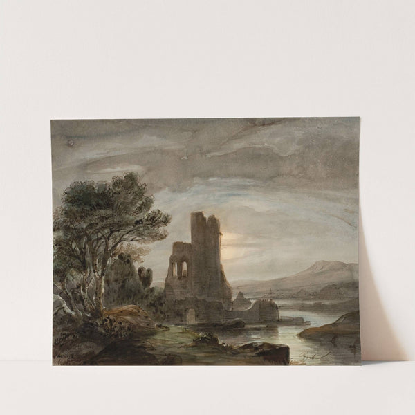 Night Landscape with Ruined Monastery by Lluís Rigalt