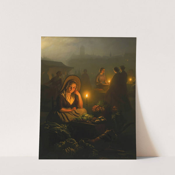 Night-Market In Amsterdam, With The Dam Palace And The Nieuwe Kerk In The Background by Petrus van Schendel