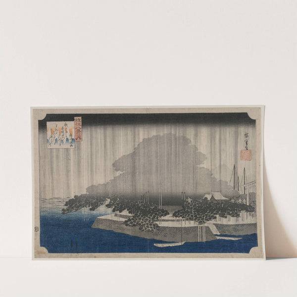 Night Rain at Karasaki, from the series Eight Views of Ōmi (c. 1835) by Andō Hiroshige