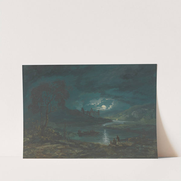 Night - River Landscape with a Ruined Abbey by John Laporte