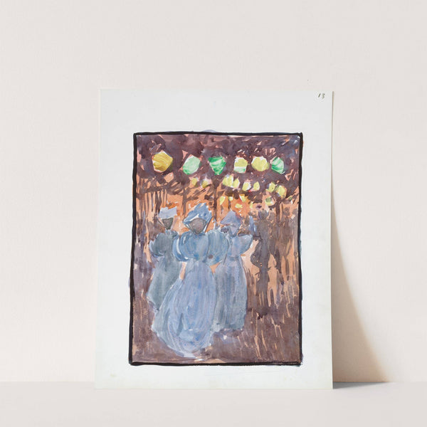 Night scene with three women in blue. (1895–1897) by Maurice Prendergast