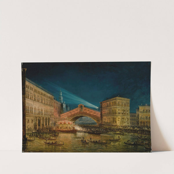 Night-time view of the Rialto on the Feast of the Redentore by Giovanni Grubacs