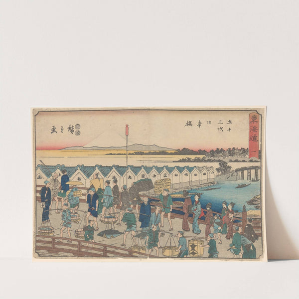 Nihonbashi, Porters, etc. on Bridge (summer scene) (19th century) by Andō Hiroshige