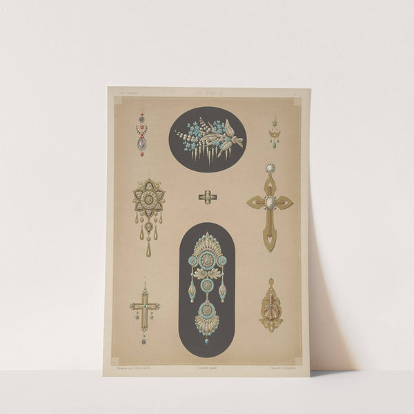 Nine Designs For Jewelry, Including Two Large Pins With Blue Stones And Diamonds. (1872 - 1873) by Martin Gerlach