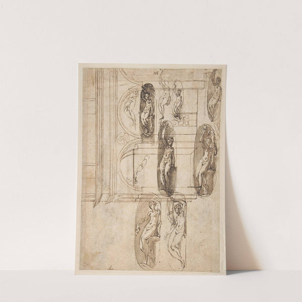 Nine Studies for the Eve in Santa Maria della Steccata, Parma by Parmigianino