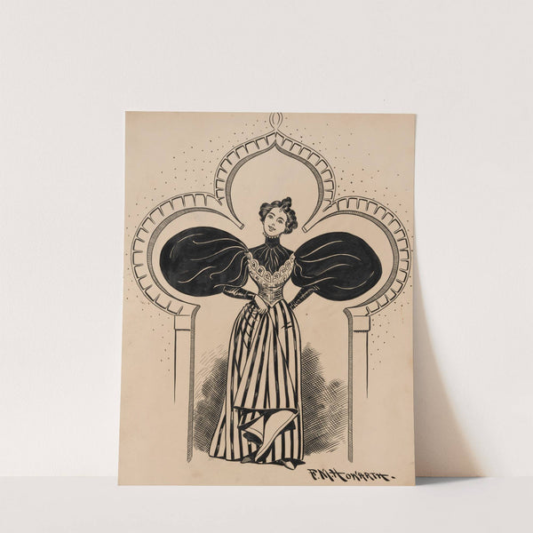 Six comic strip frames of two chivalrous men with woman in rain storm Pl.4 (1897) by Franklin Morris Howarth