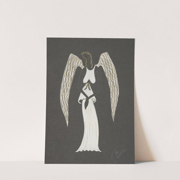 No More Peace: White halter top with white double layer skirt, and angel wings (1934-1943) by Barry Farnol