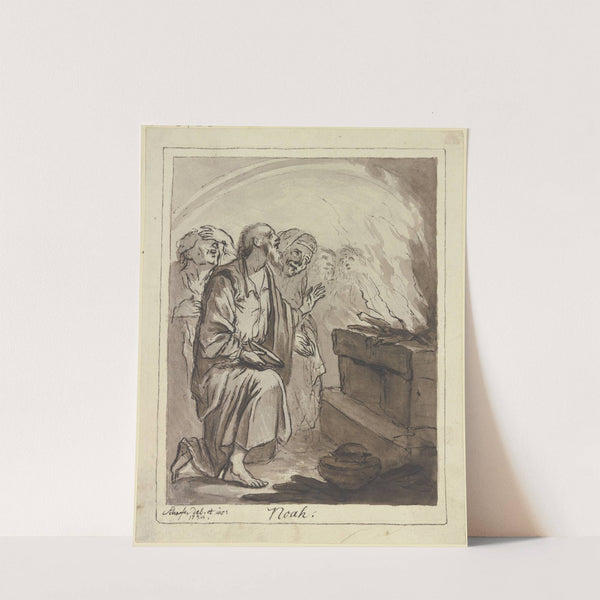 Noah mit seinen Angehörigen vor dem Opferaltar kniend by Friedrich Wilhelm Schäfer