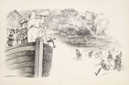 Noah Taft; Better get aboard before you’re driven in (1911) — size preview