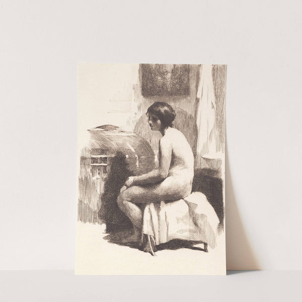 Nøgen kvindelig model, siddende i et værelse (1864 - 1917) by Frans Schwartz