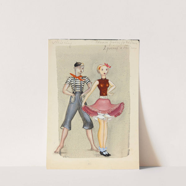 Nõiaring, kostüümikavand tänavapoisile ja -tüdrukule 2 (1936) by Karin Luts